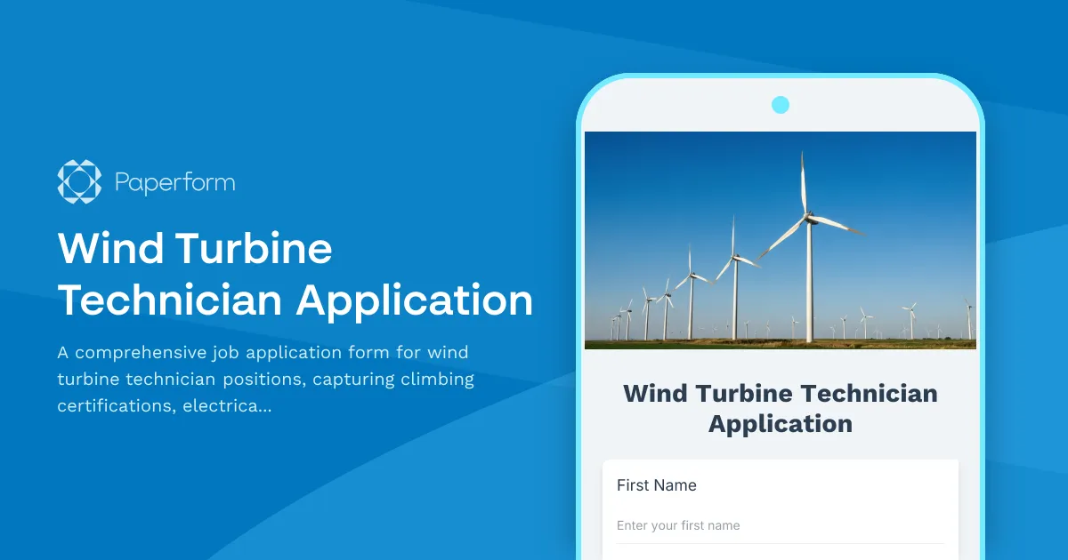 Wind Turbine Technician Application