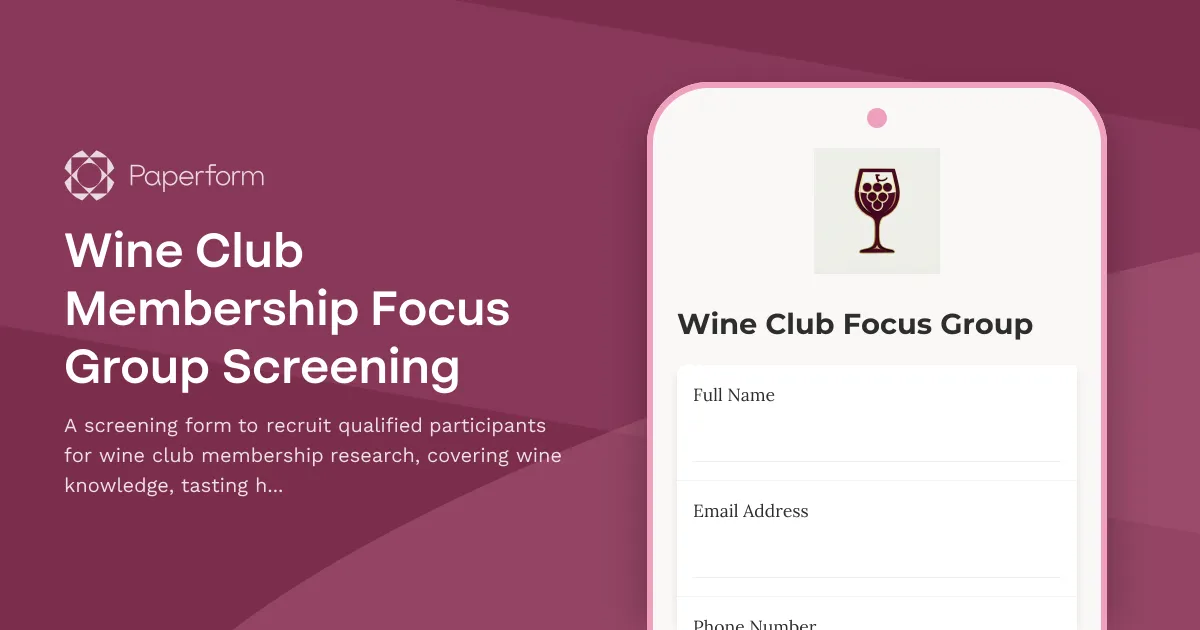 Wine Club Membership Focus Group Screening