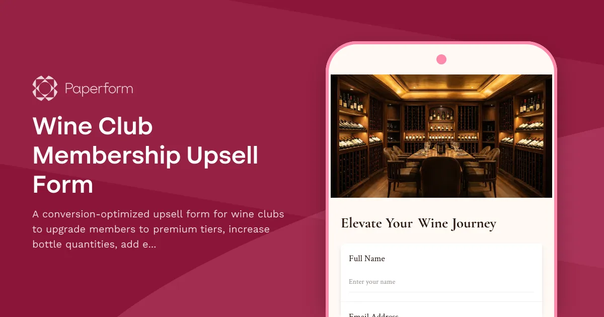Wine Club Membership Upsell Form