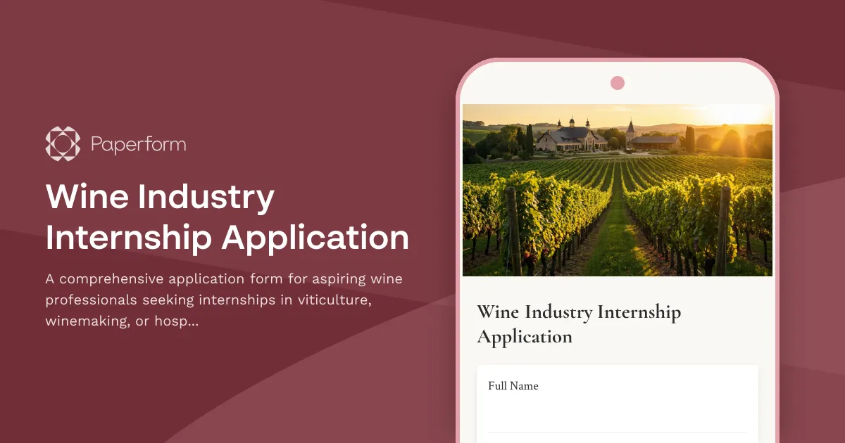 Wine Industry Internship Application