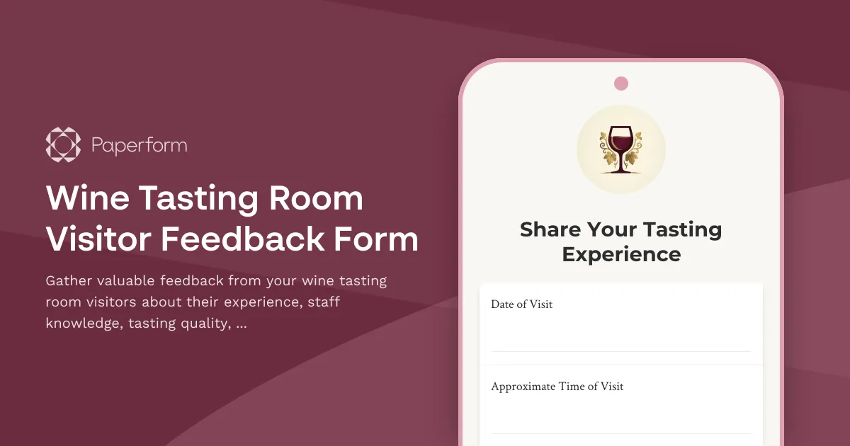 Wine Tasting Room Visitor Feedback Form