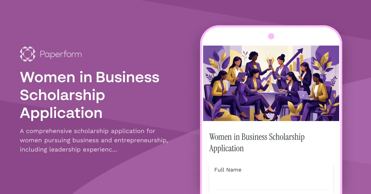 Women in Business Scholarship Application