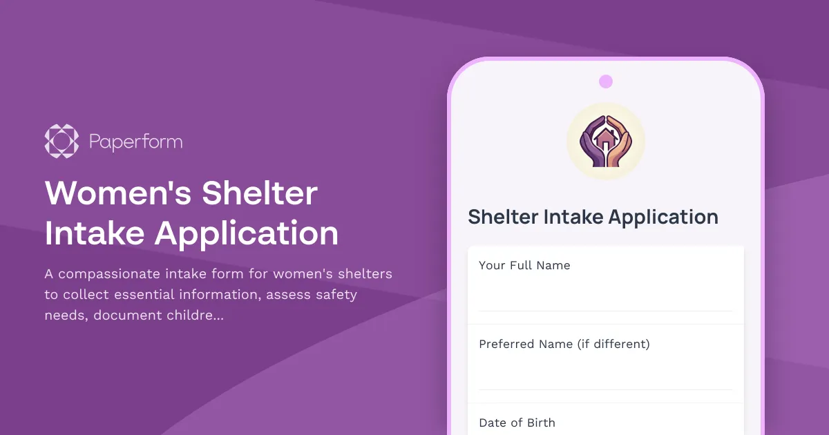 Women's Shelter Intake Application
