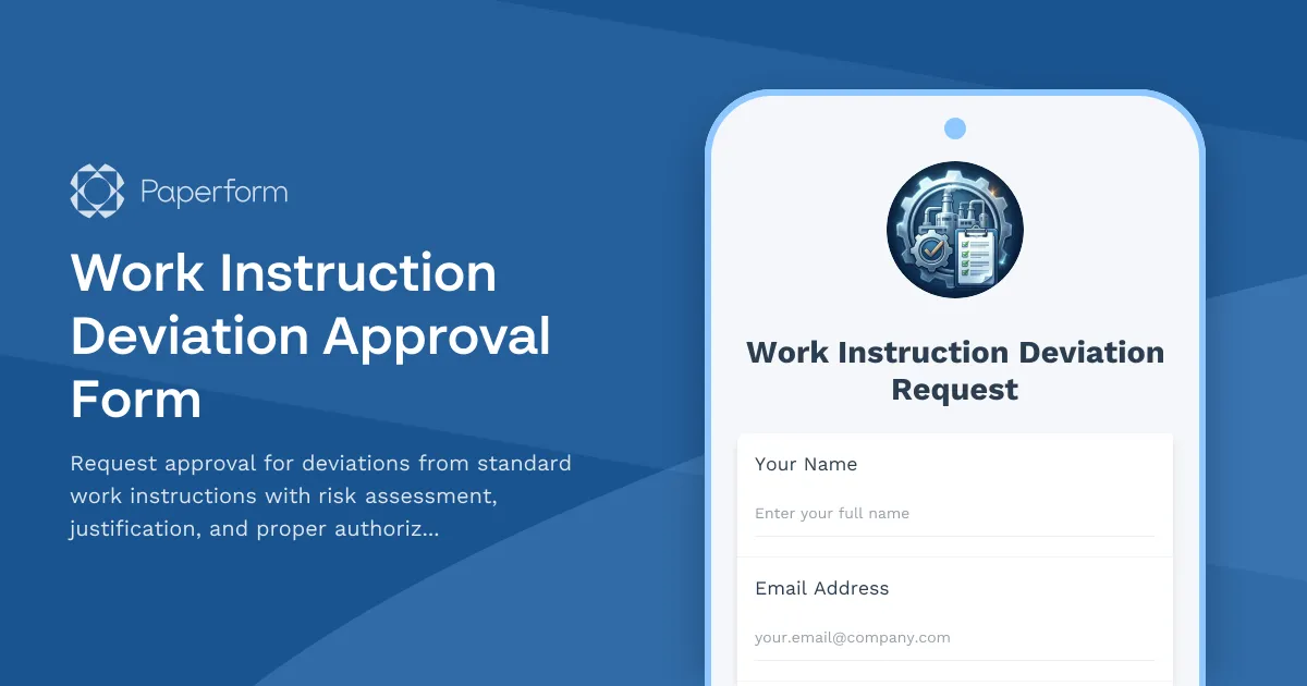 Work Instruction Deviation Approval Form