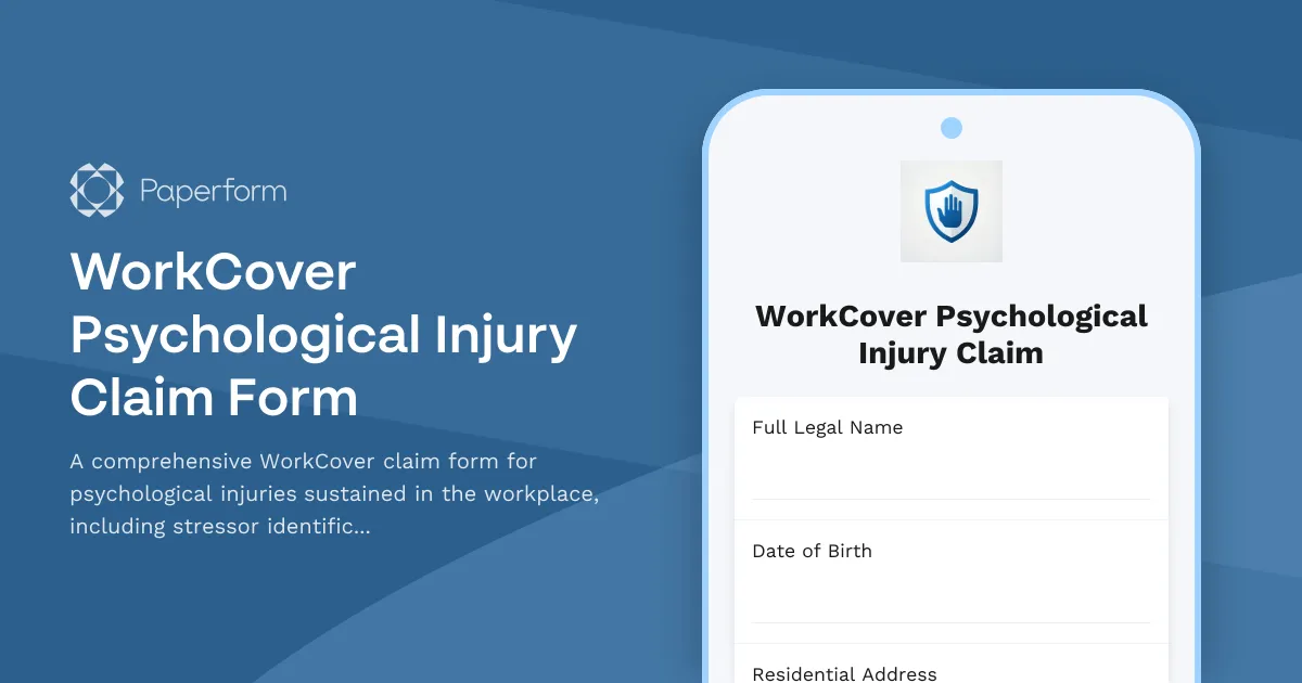 WorkCover Psychological Injury Claim Form