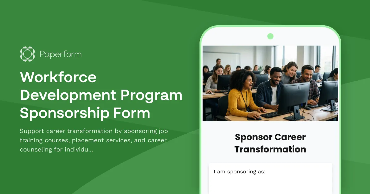 Workforce Development Program Sponsorship Form