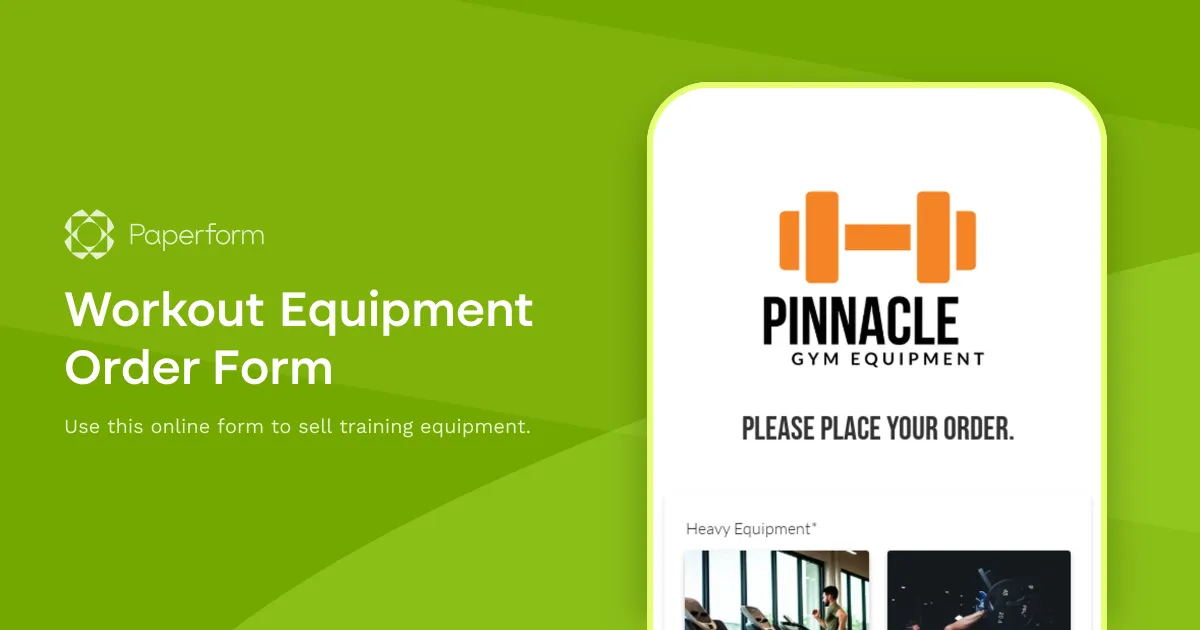 Workout Equipment Order Form