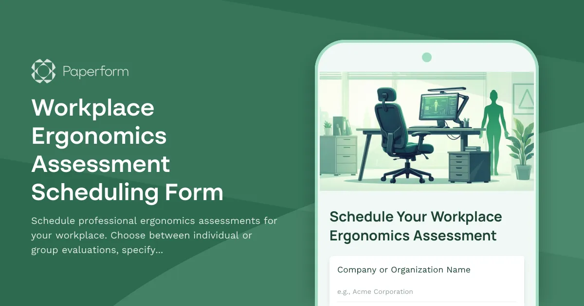 Workplace Ergonomics Assessment Scheduling Form