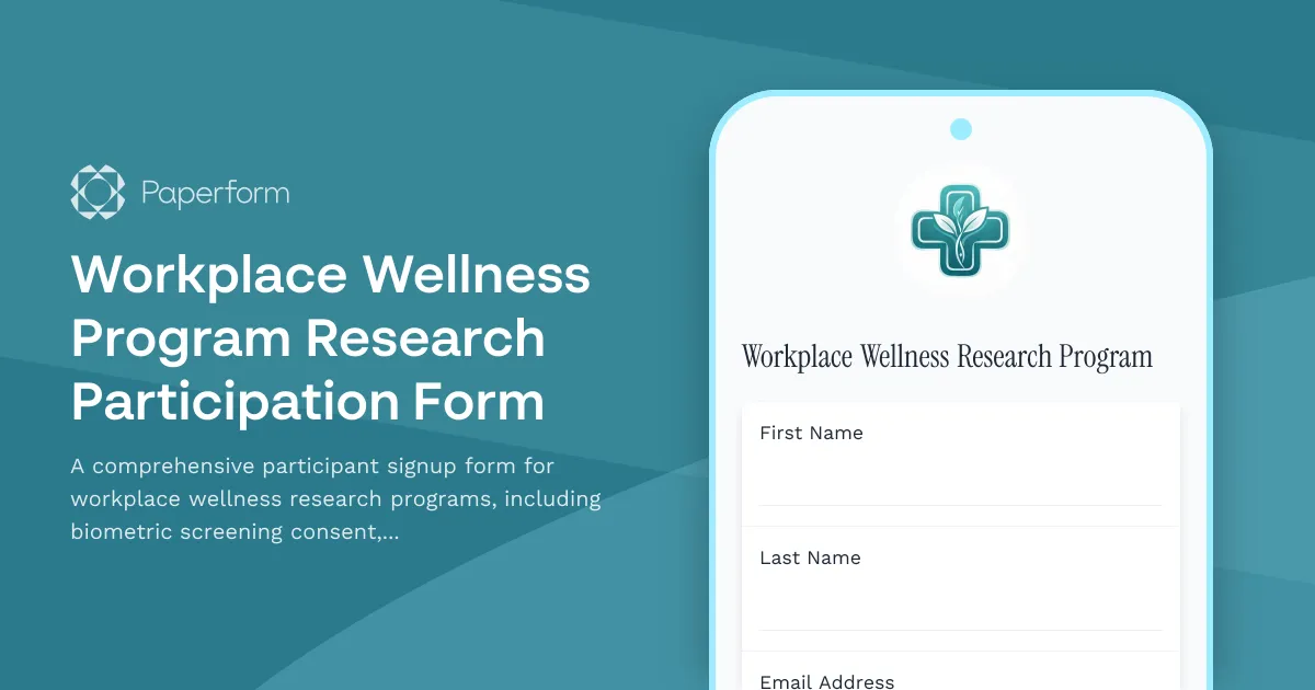 Workplace Wellness Program Research Participation Form