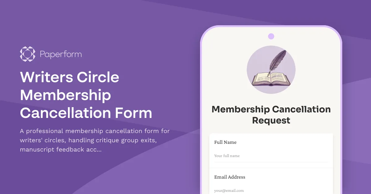 Writers Circle Membership Cancellation Form