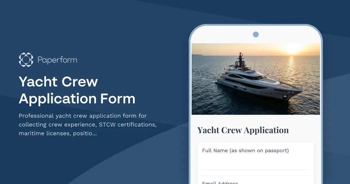Yacht Crew Application Form