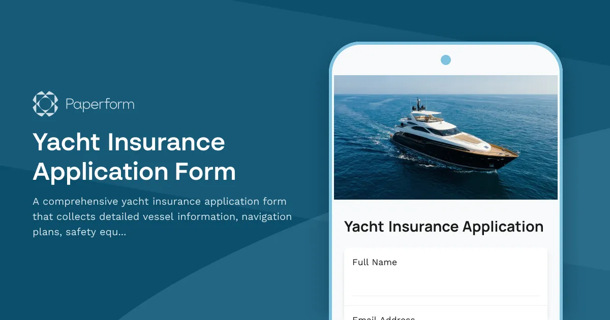 Yacht Insurance Application Form