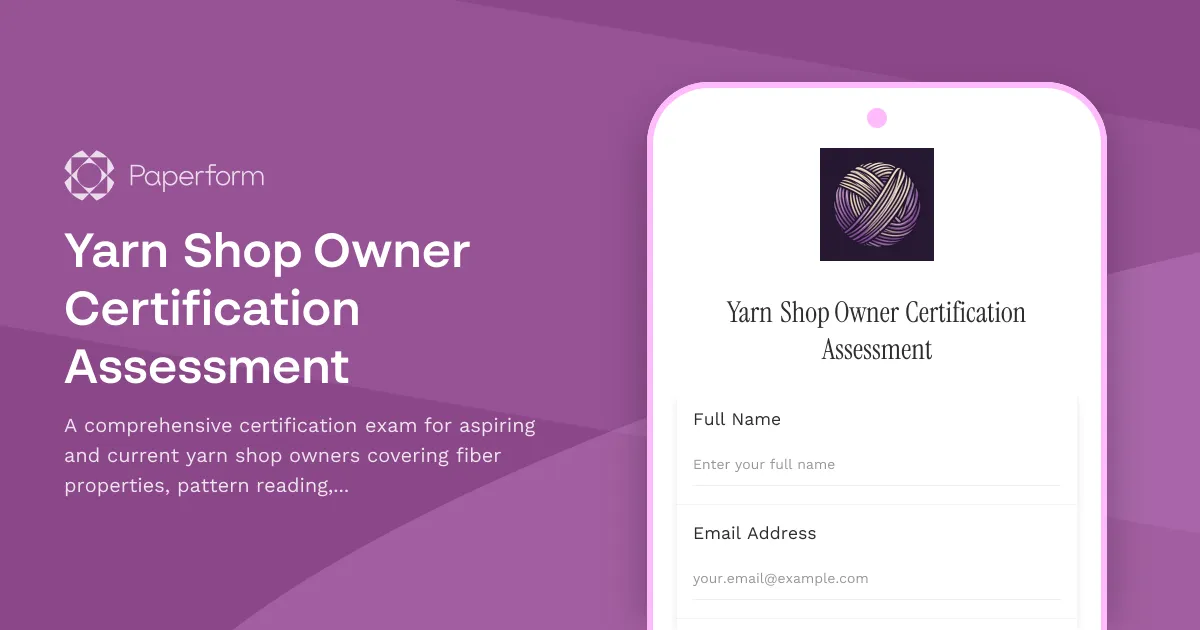 Yarn Shop Owner Certification Assessment