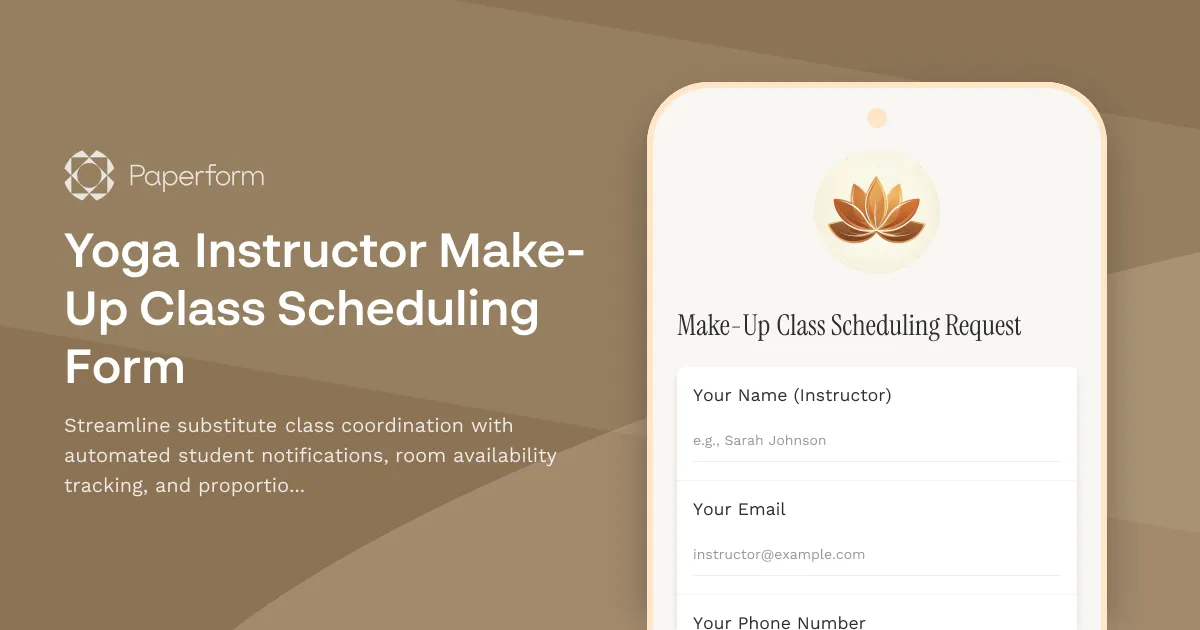 Yoga Instructor Make-Up Class Scheduling Form