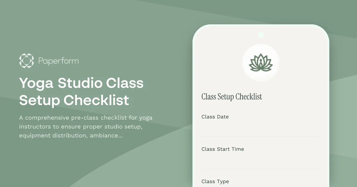 Yoga Studio Class Setup Checklist