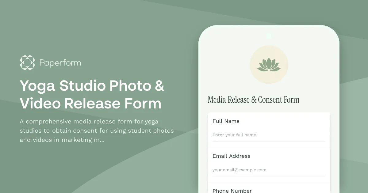 Yoga Studio Photo & Video Release Form