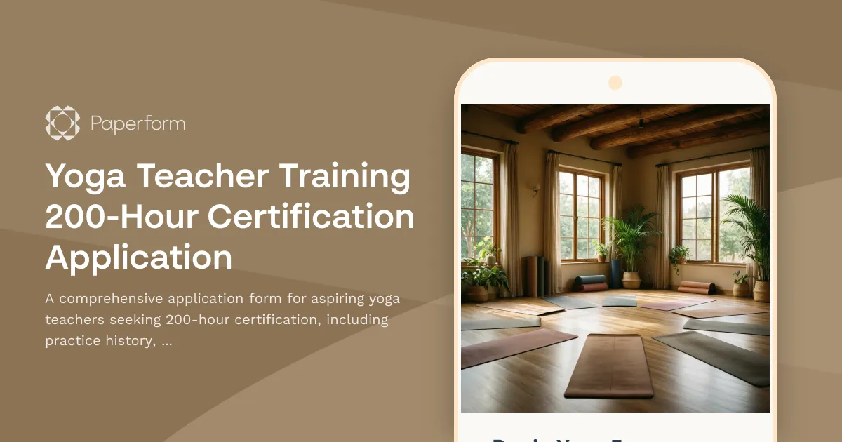 Yoga Teacher Training 200-Hour Certification Application