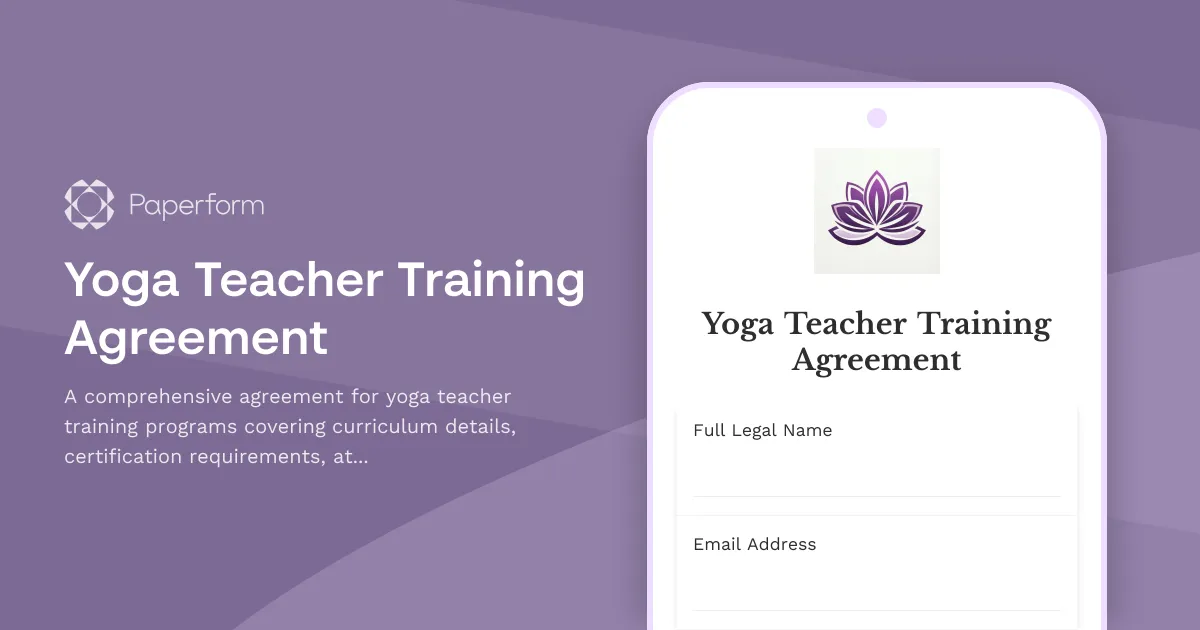 Yoga Teacher Training Agreement