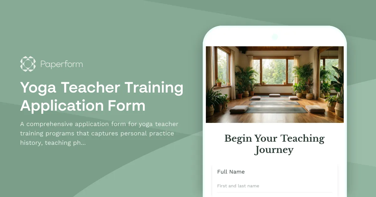 Yoga Teacher Training Application Form