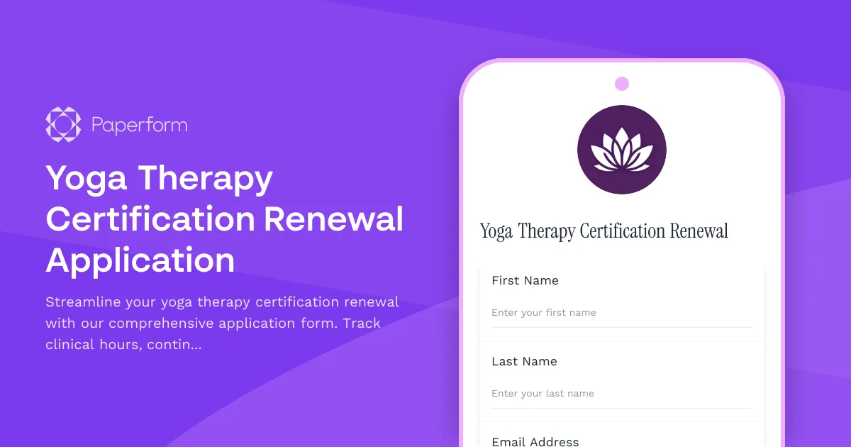 Yoga Therapy Certification Renewal Application