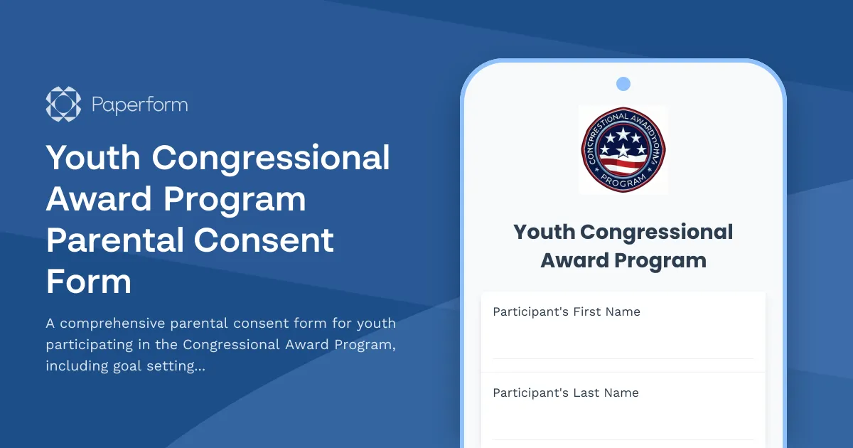 Youth Congressional Award Program Parental Consent Form