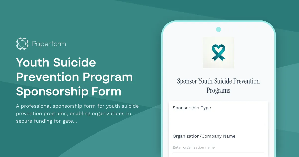 Youth Suicide Prevention Program Sponsorship Form