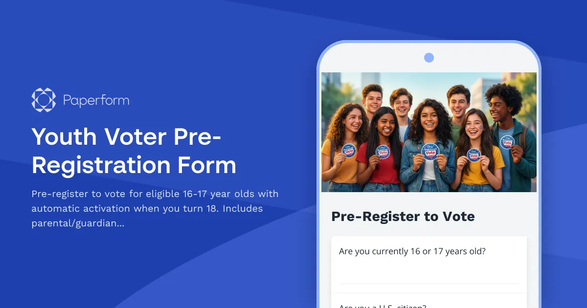 Youth Voter Pre-Registration Form