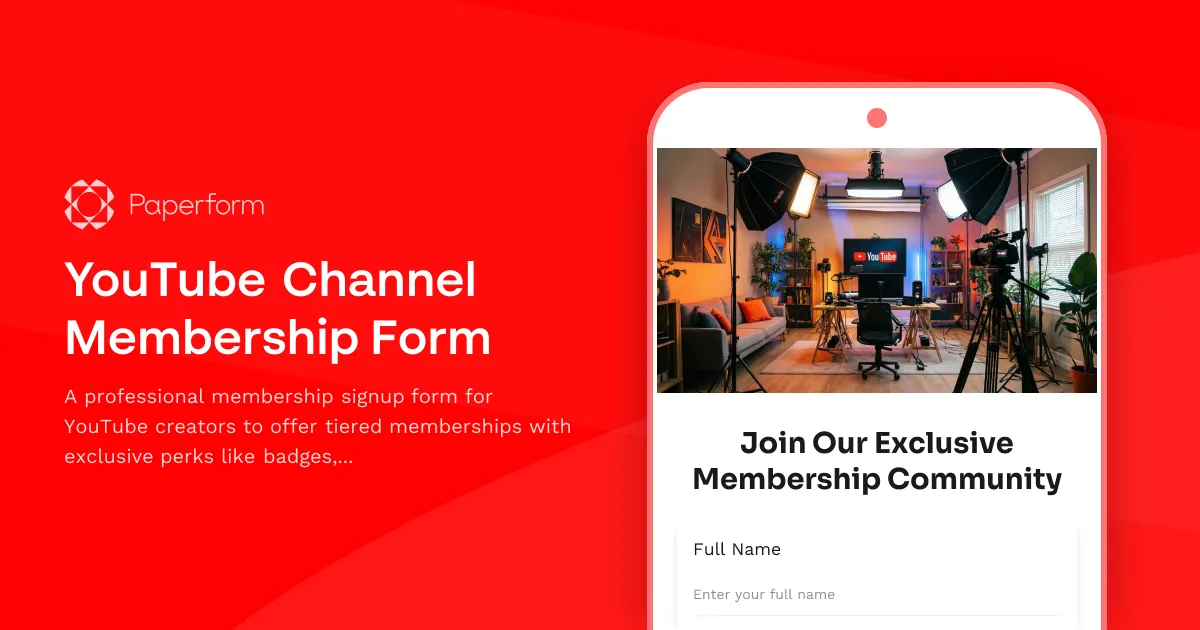 YouTube Channel Membership Form