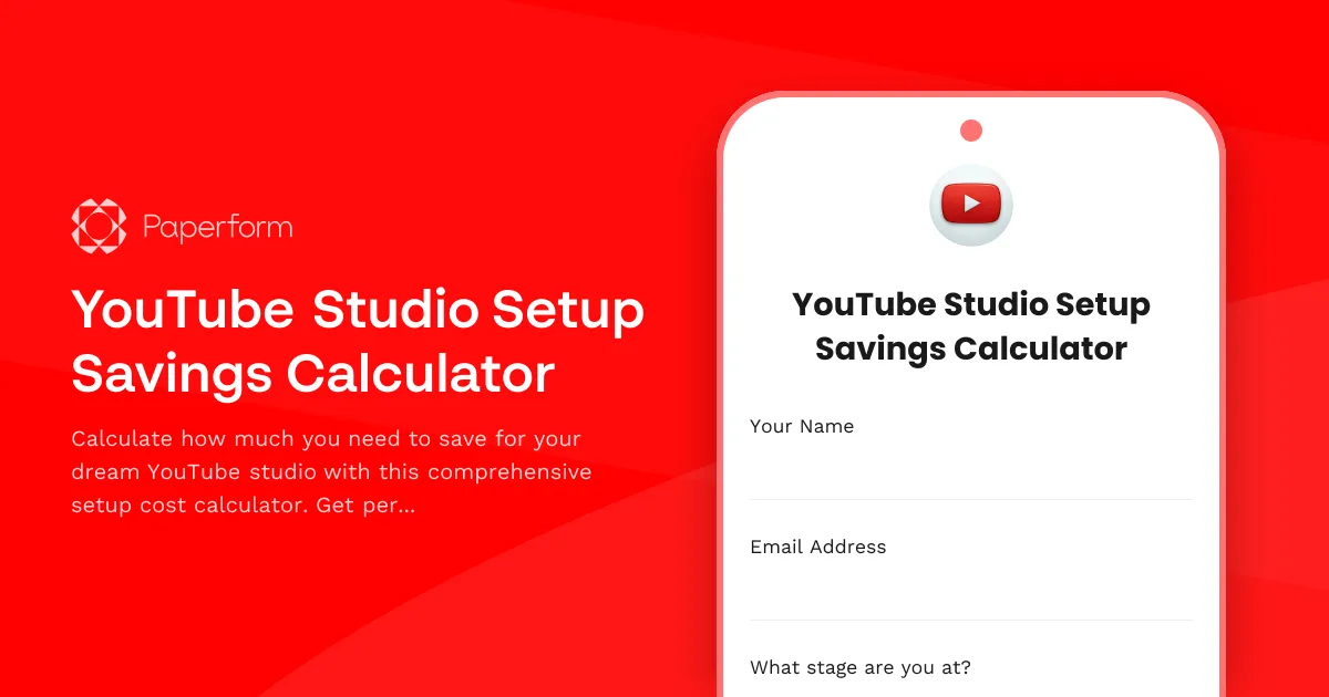 YouTube Studio Setup Savings Calculator