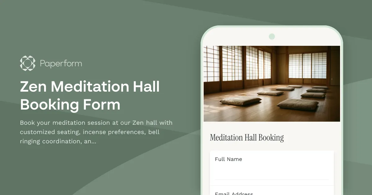 Zen Meditation Hall Booking Form