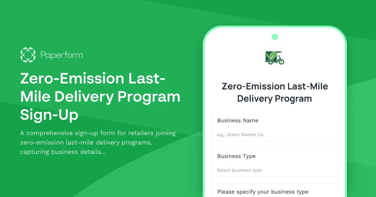 Zero-Emission Last-Mile Delivery Program Sign-Up