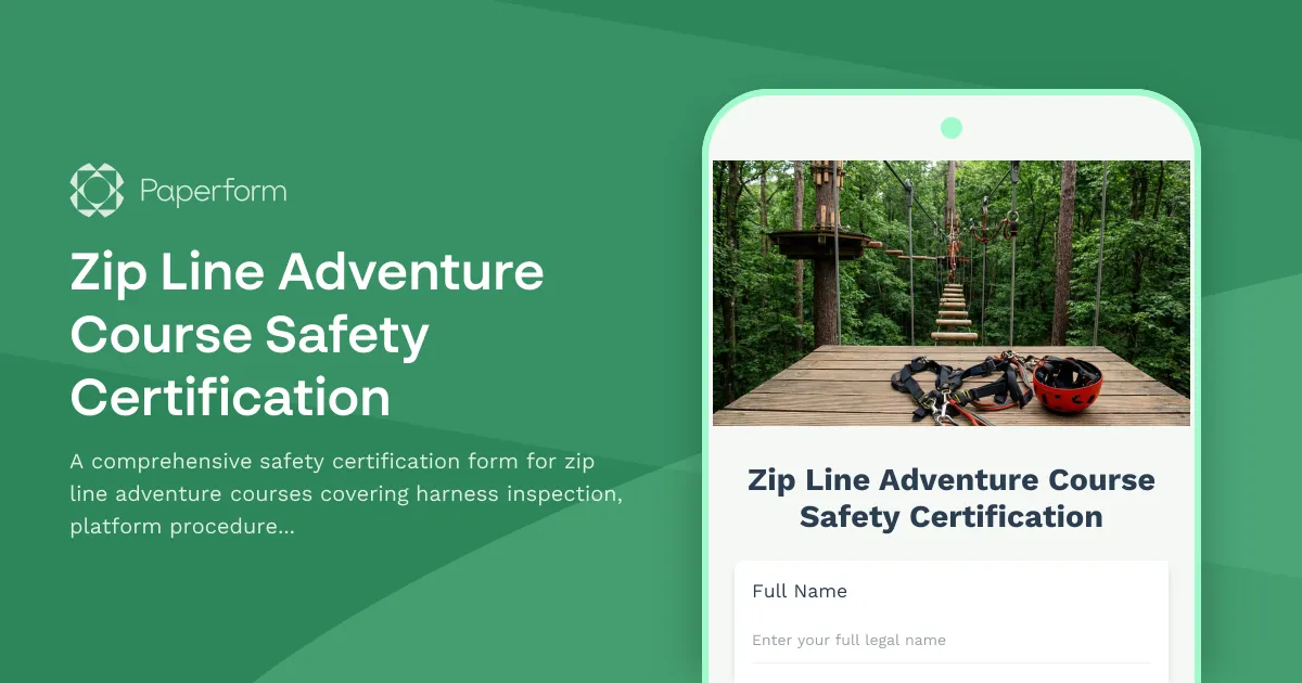Zip Line Adventure Course Safety Certification