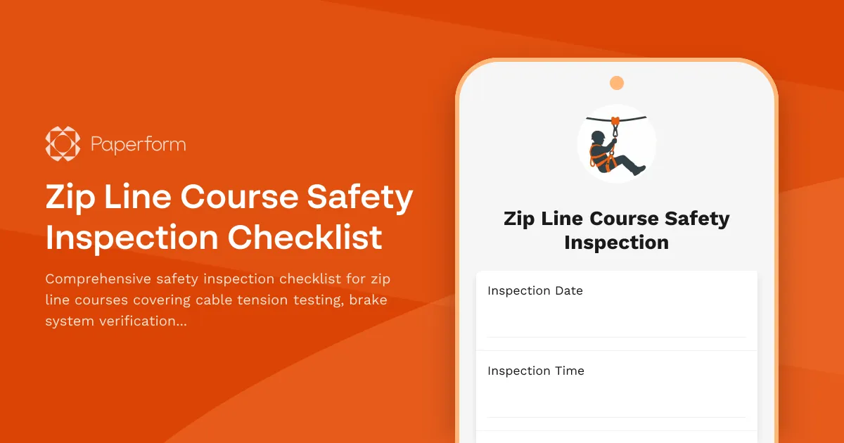 Zip Line Course Safety Inspection Checklist