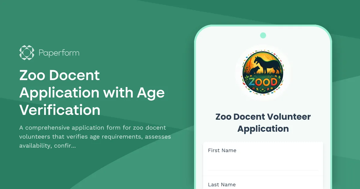 Zoo Docent Application with Age Verification