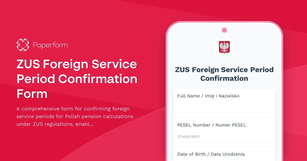 ZUS Foreign Service Period Confirmation Form